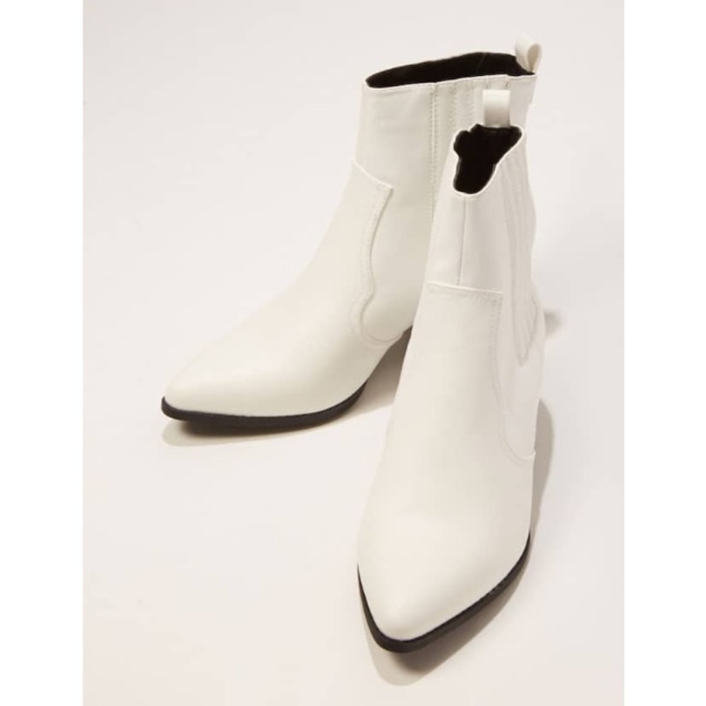 Faux leather pointed toe booties